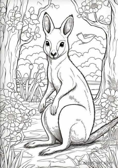 Página para colorear de wallaby para niños